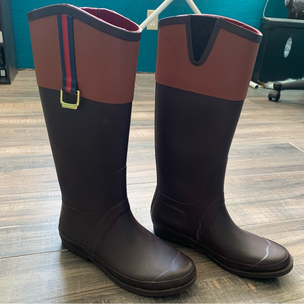 Tommy Hilfiger Viktoria Brown Rubber Rain Boots